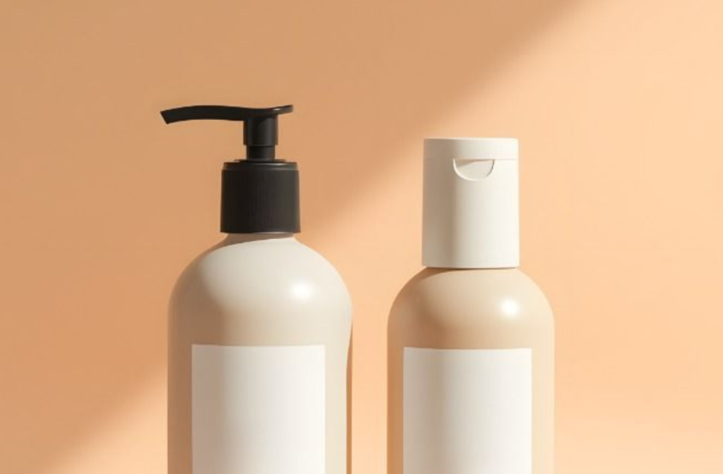 example of a photo we captured for product photography, the dummy beauty product we captured using an orange background creates a bright pastel photo result